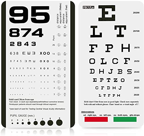 PECULA Eye Chart, Pocket Eye Charts, Snellen and Rosenbaum Pocket Eye Chart for Eye Exams (2 in 1) - color: 1* PECULA