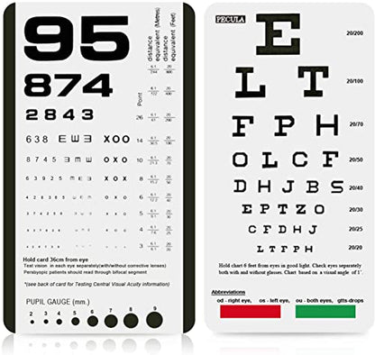 PECULA Eye Chart, Pocket Eye Charts, Snellen and Rosenbaum Pocket Eye Chart for Eye Exams (2 in 1) - color: 1* PECULA