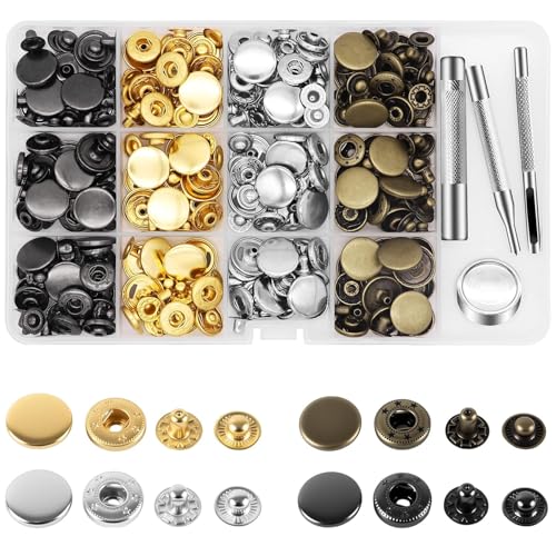 Alritz 17mm Leather Snap Fasteners Kit 72 Set 4 Colors with Tools - style: 17mm