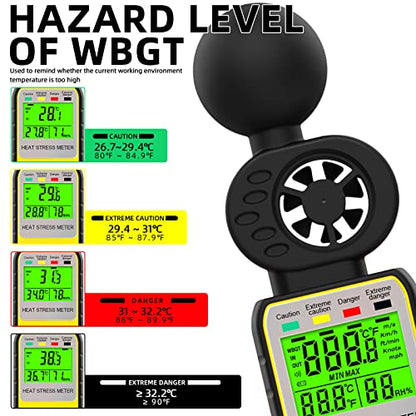 Anemometer WBGT Heat Stress Meter, Digital Handheld Wind Meter Outdoor 881W