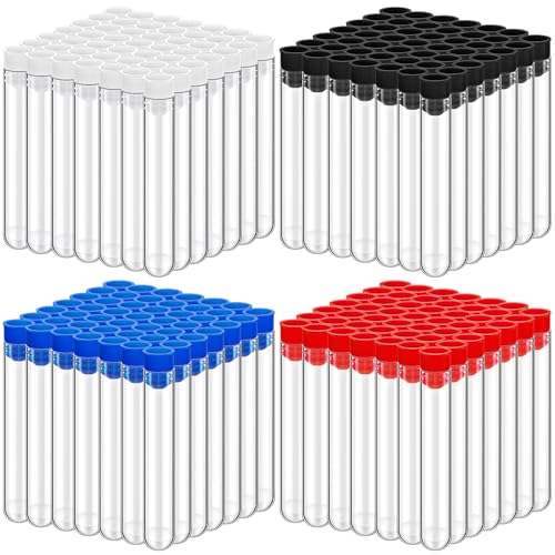 Flutesan 200 Pcs Clear Plastic Test Tubes,16 x 100 mm(10 ml),Multicolor - color: Multicolor
