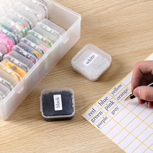 30Pcs Small Clear Plastic Bead Organizer Box with Hinged Lids&Labels Clear