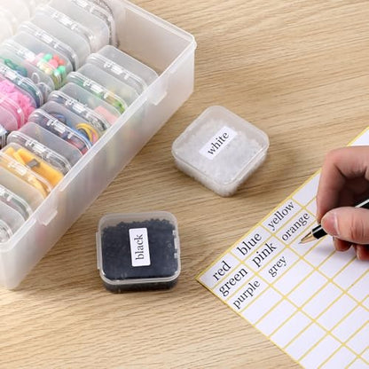 30Pcs Small Clear Plastic Bead Organizer Box with Hinged Lids&Labels Clear