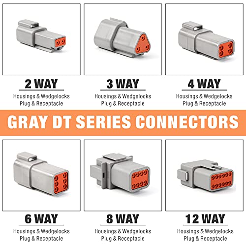 IWISS Deutsch DT Series Connector Assortment, Size 16 Stamped Contacts, Waterproof Automotive Electrical Connectors, 188 Pieces - size: 2,3,4,6,8,12 PIN(2 Pairs)