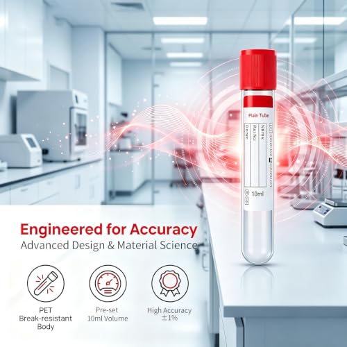 100 Pcs 10ml Plain Plastic Tubes with Red Caps for Lab Use - color: Red-10ml-100