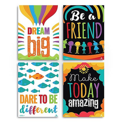Sproutbrite 6 Pack 12” x 16” Educational Motivational Posters & Charts - color: Encouraging Poster