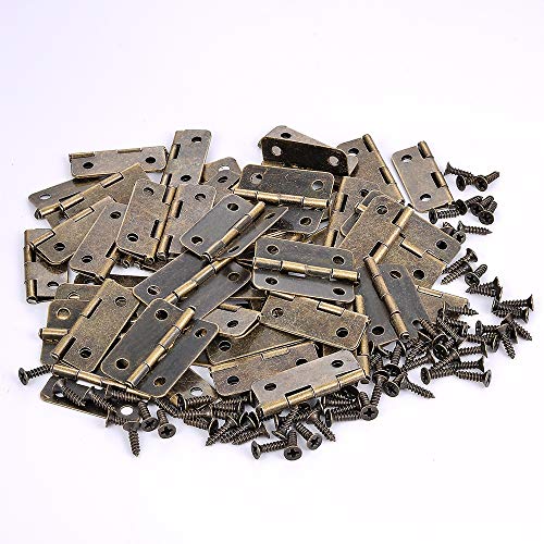 60Pcs Mini Antique Bronze Hinges for Jewelry Box Bird House Handmade Crafts - color: Bronze