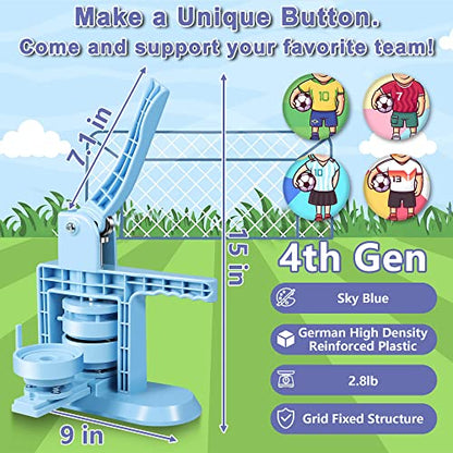 Happizza Button Maker Machine Multiple Sizes (4th Gen), Pin Maker 1+1.25+2.25 inch / 25+32+58mm, Badge Button Press Machine with Cutting Mat & 300 Sets Badge Making Supplies & Circle Cutter - size: Blue 1+1.25+2.25 inch (300 sets)