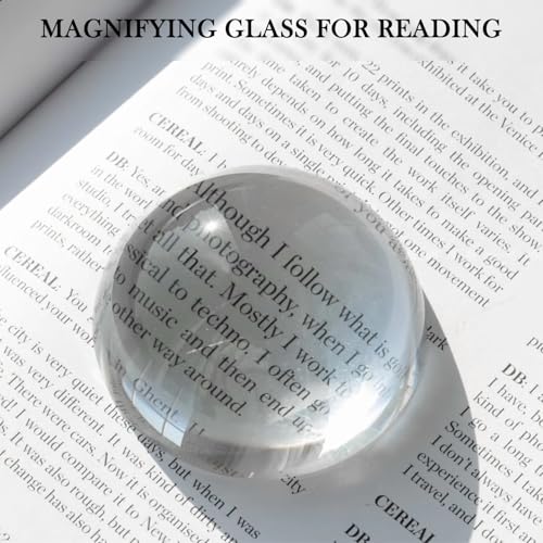 6PCS 2.36in Crystal Magnifying Glass Dome Paper Weights Small Magnifying Glass for Reading Books Aid Optical Half Ball Magnifier for Physics Classroom Paperweight for Home Decor