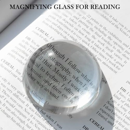 6PCS 2.36in Crystal Magnifying Glass Dome Paper Weights Small Magnifying Glass for Reading Books Aid Optical Half Ball Magnifier for Physics Classroom Paperweight for Home Decor