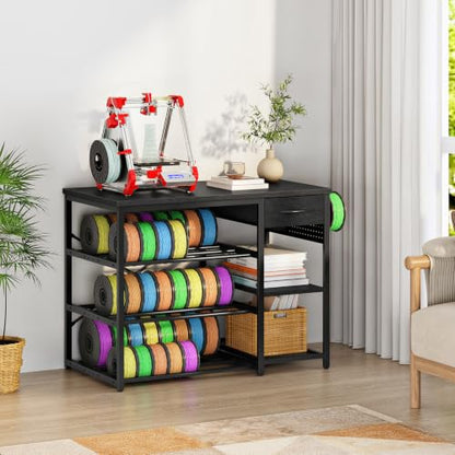 CHOEZON 4-Tier 3D Printer Stand with Filament Storage Drawer - color: Black