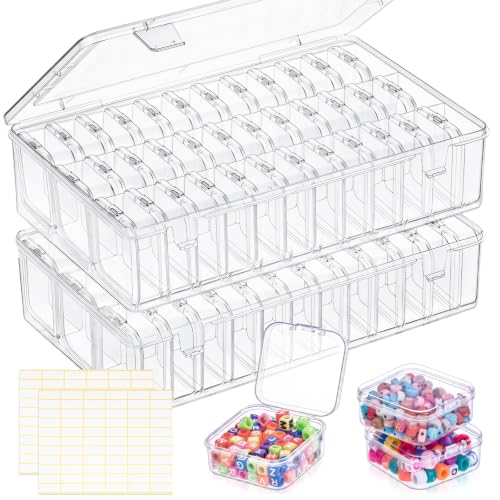 Bead Organizer Box 72 Pcs Small Clear Plastic Containers for Craft Jewelry