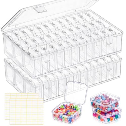 Bead Organizer Box 72 Pcs Small Clear Plastic Containers for Craft Jewelry
