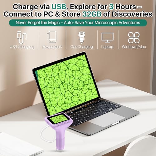 Digital Handheld Microscope for Kids 3.0" HD 32GB 1000X Camera Portable
