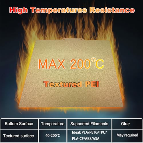220x220mm Gold PEI Build Plate for MK2/MK2A/Anet A8/Anet A6, Double Sided Textured PEI Flexible Spring Steel Platform Heated Printing Bed for 3D Printer - size: 220x220mm