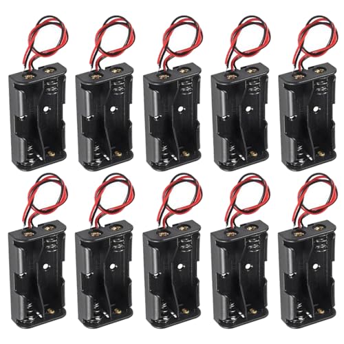 10pcs AA Battery Holder 2 AA Battery Holder with Wire 2X 1.5V AA Battery Holder Case Box