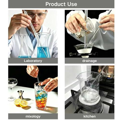 Glass Stirring Rods, Premium Borosilicate Glass Rods, 25 Pack, 12 Inch Length, 0.24 Inch Diameter, Solid Heat Resistant Design with Round Both Ends, Suitable for Laboratory Use