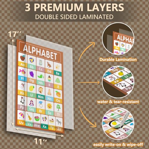 KIDS KING 18 Toddlers Learning Posters - Boho Classic (11"x17") - color: Boho Classic