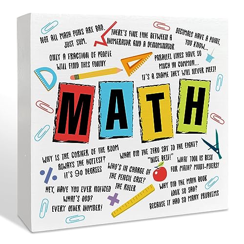 Math Teacher Gifts for Women Men, Teacher Birthday Christmas Teacher's Day Gifts, Back to School Teacher Gifts, Teacher Thank You Appreciation Gifts Retirement, The Math Book, Wooden Box Sign - color: Math Teacher