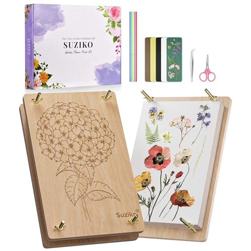 Suziko Large Flower Press Kit for Adults Kids 10.8 x 6.9 inch, Flower Plant Preservation Kit Arts and Crafts for Adults Leaf Press, Great Gift for Lovers, Medium Hydrangea - size: Hydrangea 10.8" x 6.9"