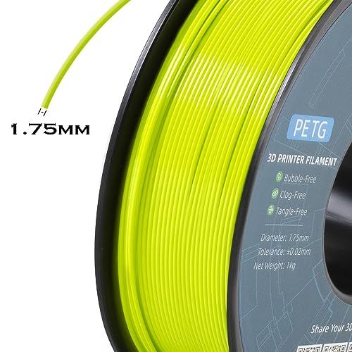 Geeetech PETG Filament 1.75mm, 1 KG (2.2lbs) Spool 3D Filament, High-Toughness, ±0.02mm Accuracy, Neatly Wound & Moistureproof, Non-Clogging Non-Stringing, Fits Most FDM Printers (Apple/Neon Green) - color: Petg Apple Green