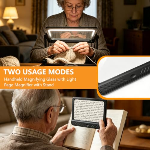 Large Magnifying Glass with Phone Stand, Full Page Magnifier for Reading