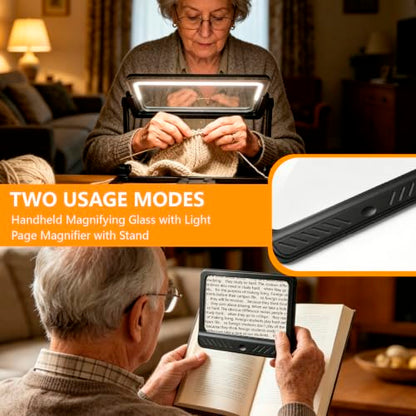 Large Magnifying Glass with Phone Stand, Full Page Magnifier for Reading