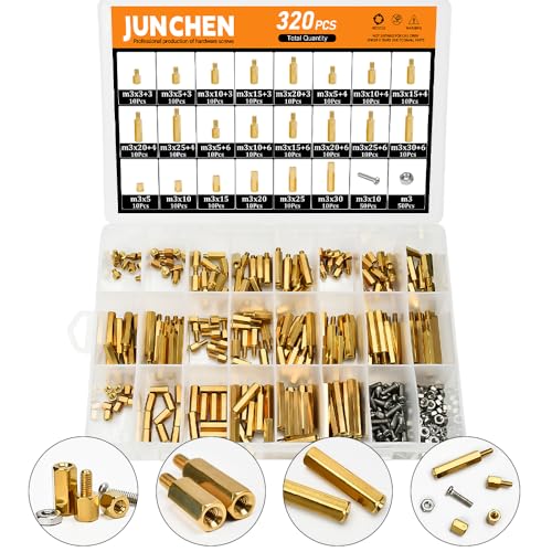 M3 Brass Hex Standoffs Spacers Male Female PCB Motherboard Spacer Assortment Kit,320pcs M3 Metric Thread Mount Spacer Screw Nut Bolt for DIY Computer Build, Electronic Projects, Circuit Board - size: M3