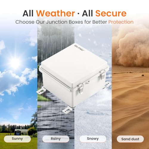 QILIPSU Waterproof Junction Box IP67 Outdoor Plastic Electrical Project Enclosure Weatherproof with Mounting Plate, Wall Brackets, Hinged Grey Cover 5.9"x5.9"x3.5" - color: Grey Cover, size: 5.9"x5.9"x3.5"