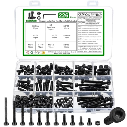 226 Pcs M5 Screws Set,Assorted Metric Machine Screws - size: M5-226