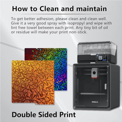 Kobra S1/Kobra 4/ Kobra X Build Plate 264x276mm Double Sided Chameleon PEO+Starry PEY Build Plate Flexible Spring Steel Heated Printing Bed Platform for Anycubic Kobra S1/Kobra X/4 3D Printer - style: PEY Plate