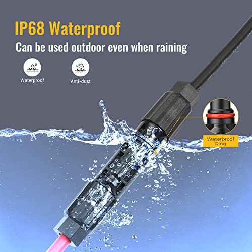 BougeRV 44 PCS 8AWG Solar Connectors with Spanners IP68 Waterproof - size: 22 Pairs 8AWG Male/Female & 1 pair of spanners