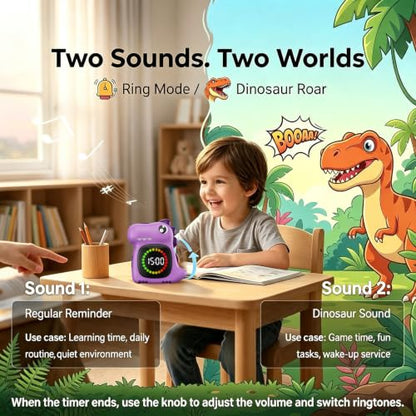 Purple Dinosaur Visual Timer for Kids, Girls Countdown Timer - color: Purple