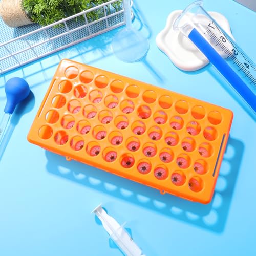 Totority Test Tube Rack 50-Slot Tube Storage Organizer Polypropylene Test Holder for Chemistry Labs Lab Organizer for Scientific Research Industrial Use Food Service 9.64 X 4.92 X 1.85 in