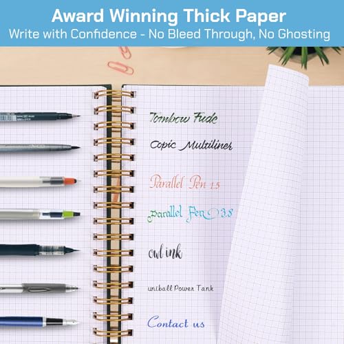 Graph Paper Notebook, 300 Page Grid Notebook, A4 Hardcover Spiral Journal - color: Blue, size: 8.5” x 11”