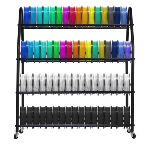 3D Printer Filament Storage Rack For 100 Spools, Rolling Filament Spool Holder, Heavy Duty Metal Shelf For ABS/PL A/TPU/Nylon, 3D Printing Accessories For Studio Office Workshop