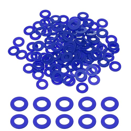 uxcell 120 Pcs Nylon Flat Washers 5mm ID 10mm OD 1mm Thick Plain Washer Grommets Plastic Sheet Gasket Fastener Sealing Spacer Gasket Ring Water Hose Washers, Blue - color: Blue, size: 5mm x 10mm x 1mm