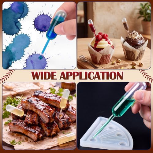Glenmal 48 Sets 4ml Baseball Cupcakes Pipettes, Plastic Pipettes Dropper for Cupcakes Disposable Mini Flavor Liquor Infuser Squeeze Dropper for Sports Baseball Theme Cupcake Ice Cream Decoration - style: Baseball