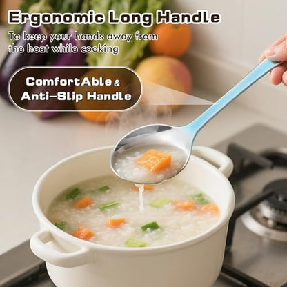 3 Pcs Stainless Steel Cooking Utensils Set, Heat Resistant Kitchen Utensils, Metal Kitchen Tools Include Solid & Slotted Spoon, Pasta Server, Ergonomic Handle, Dishwasher Safe, Easy to Clean, Silver - color: G. 3 Pieces
