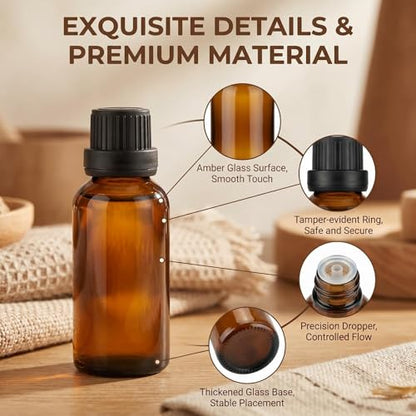 erioctry 3PCS 100ml/3.4oz Empty Amber Glass Bottle with Orifice Reducer and Black Cap for Essential Oils Aromatherapy Cosmetic Storage