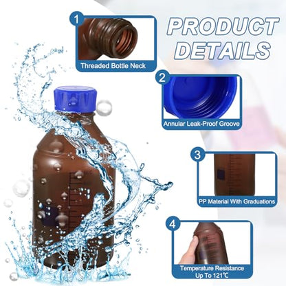 PATIKIL 1000ml Media Storage Bottles,2pcs Plastic Graduated Bottle, Brown - color: Brown, size: 1000ml