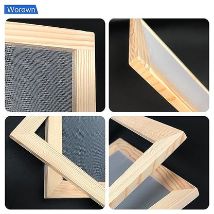 Worown A7 Wooden Paper Making Screen Kit, Mould and Deckle for Paper Making, PaperMaking Frames for DIY (3" x 4") - size: A7