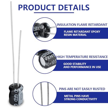 50 Pcs Electrolytic Capacitor 1uF 16V Aluminum Radial Electrolytic Capacitors - style: 16V 1uF