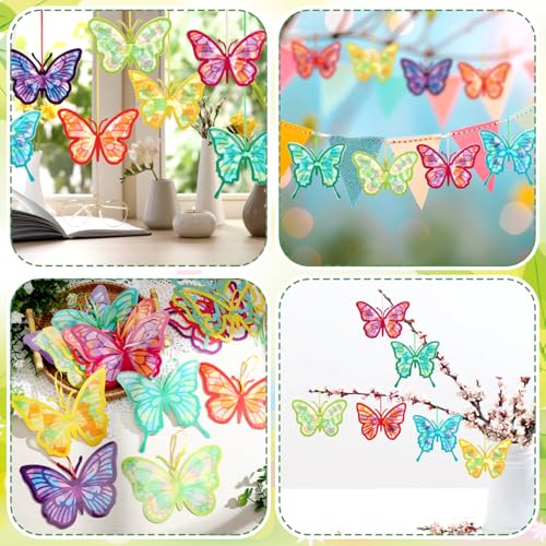 Eersida 32 Pcs Butterfly Suncatcher Craft Kit, Summer Butterflies for DIY - style: Butterfly Style