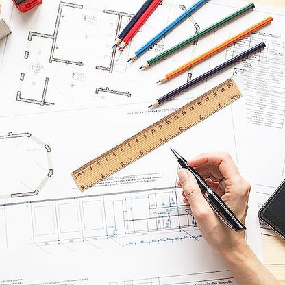144 Packs Wooden Rulers, 8 Inch Double Sided Wood School Ruler for Home, Student, Office Use, 2 Scale,by GNIEMCKIN - size: 144 Packs 8 Inch