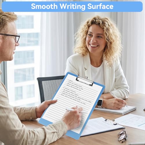 8.8x12.4in Clipboards Fit A4 8.5x11 Letter Size, 4 PCS Waterproof Plastic Board with Sturdy Pen Holder Loop Low Profile Clip, Lightweight & Convenient Writing Supply for Office Cafeteria School - color: Blue, size: 8.8x12.4in - A4