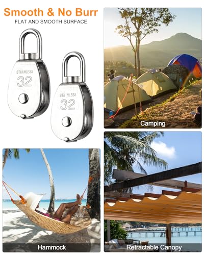 10 Pcs M32 Single Pulley Block, 304 Stainless Steel Swivel Pulley - style: 10*M32 Pulley