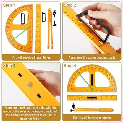 Magnetic Geometry Math Ruler Set for Classroom, Large Protractor, Triangle & Measuring Rulers, Magnetic Blackboard Tools for Teachers & Students Enhances Math Learning, 5pc - size: 5pc
