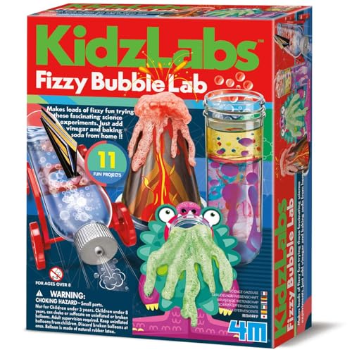 4M Fizzy Bubble Colour Lab – 28 Science Experiments Kit for Kids Ages 8-12, STEM Chemistry Set with Baking Soda & Vinegar Reactions, Educational Volcano, Rocket Racer, & Color Mixing Activities