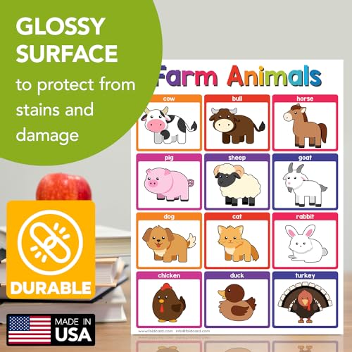 FoldCard Farm Animals Chart Educational Poster 8.5x11 5pk - color: Farm Animals